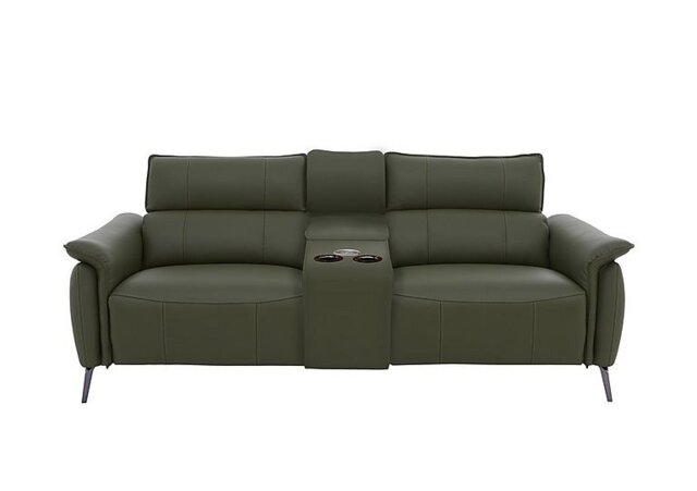 Jude Leather 3 Seater Power Recliner Sofa with Smart Console and Power Headrests - Oslo Pine