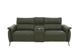 Jude Leather 3 Seater Power Recliner Sofa with Smart Console and Power Headrests - Oslo Pine