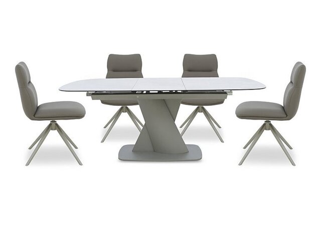 Diva Extending Dining Table and 4 Diva Chairs with Silver Legs - 160-cm