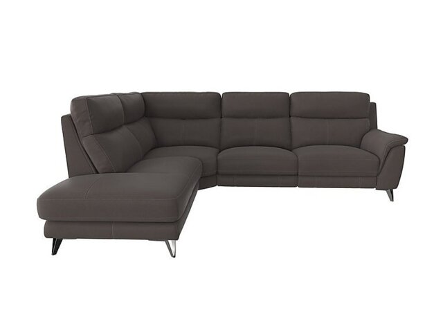 Contempo 3 Seater Left Hand Facing Chaise End Fabric Power Recliner Sofa - Dark Grey