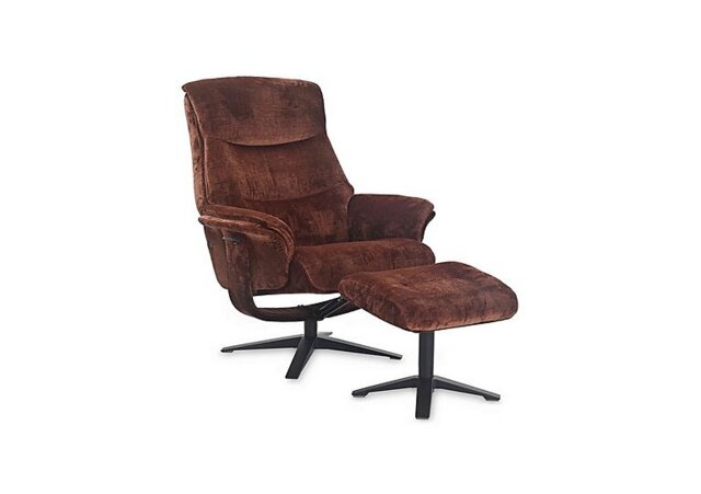 Lindos Fabric Swivel Chair and Footstool - Brandy