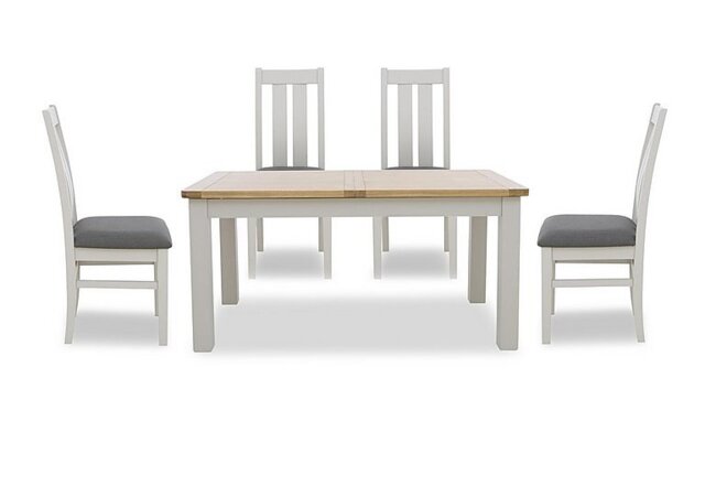 Lewis Rectangular Extending Dining Table and 4 Wooden Slatted Back Chairs - Anthracite