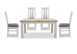 Lewis Rectangular Extending Dining Table and 4 Wooden Slatted Back Chairs - Anthracite