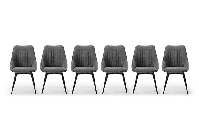 Crete Set of 6 Swivel Dining Chair - Dark Grey