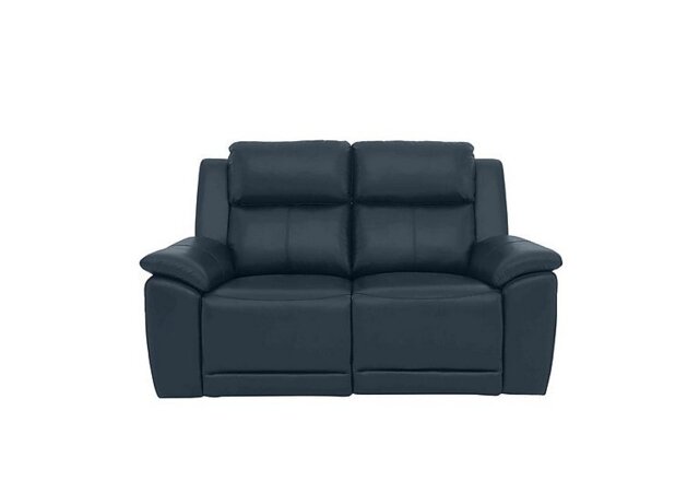 Utah 2 Seater Leather Recliner Sofa with Headrests and Power Lumbar - Natural Milled Navy