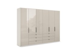 Wiemann - Amara 300cm 6 Door Bifold Combi Wardrobe with Glass Doors and Drawers