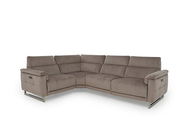 Moet Fabric Power Recliner Left Hand Facing Corner Sofa with Telescopic Headrests - Opulence Cedar