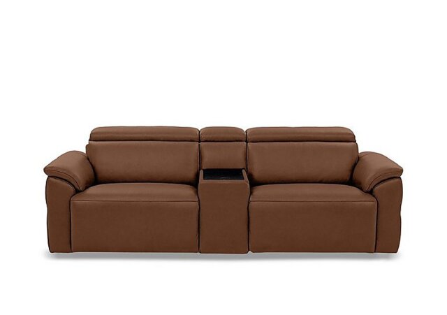Dolomite 3 Seater Leather Power Recliner Sofa with Power Headrests and Console - Montana Butterscotch