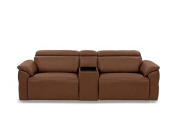 Dolomite 3 Seater Leather Power Recliner Sofa with Power Headrests and Console - Montana Butterscotch