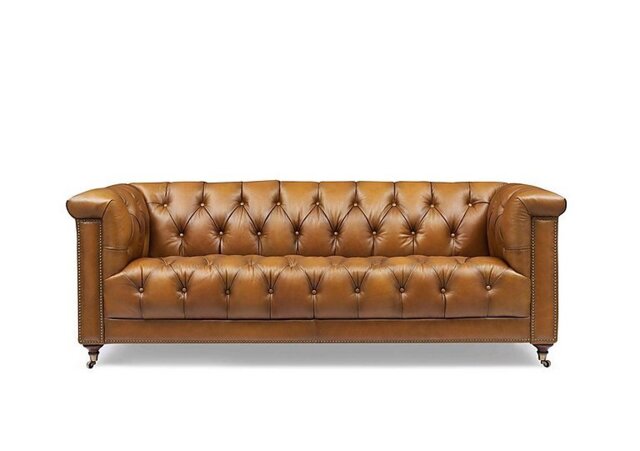 At The Helm - Wallace 3 Seater Leather Chesterfield Sofa - Inca