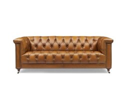 At The Helm - Wallace 3 Seater Leather Chesterfield Sofa - Inca