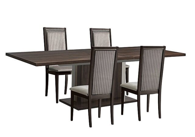 Venezia 200 cm Extending Dining Table and 4 Panelled Fabric Chairs Set - Walnut