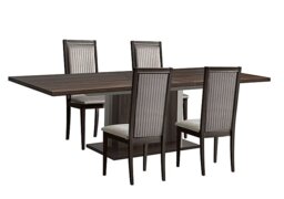 Venezia 200 cm Extending Dining Table and 4 Panelled Fabric Chairs Set - Walnut