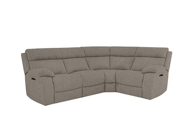 Moreno Small Fabric Power Recliner Right Hand Facing Corner Sofa with Power Headrests - Silver