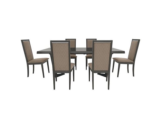 Palazzo 160cm Extending Dining Table in Silver Birch with 6 Rombi Chairs - Aquos Taupe