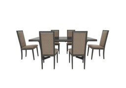 Palazzo 160cm Extending Dining Table in Silver Birch with 6 Rombi Chairs - Aquos Taupe