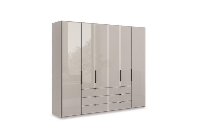 Wiemann - Amara 250cm 6 Door Bifold Combi Wardrobe with Glass Doors and Drawers - Pebble Grey