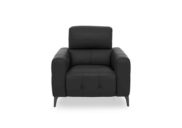 World of Leather - New York BV Leather Power Recliner Chair - Classic Black