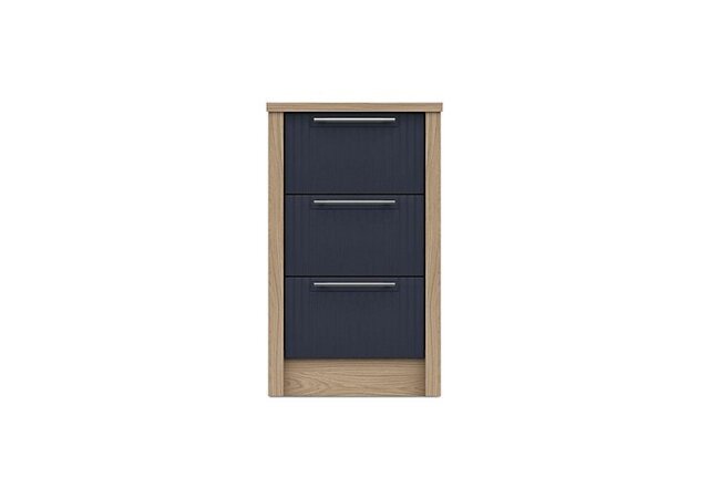 London Bedrooms - Chelsea 3 Drawer Bedside Cabinet with Silver Handles - Royal Blue