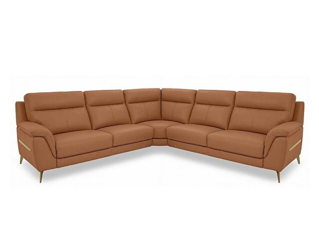 World of Leather - Eclipse Large Leather Corner Sofa - Pecan