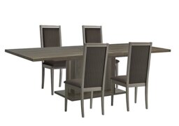Venezia 200 cm Extending Dining Table and 4 Panelled Faux Leather Chairs Set - Grey