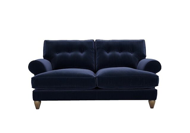 The Lounge Co. - Bronwyn 2.5 Seater Fabric Classic Back Foam Fill Sofa With Washed Oak Feet - Midnight Indigo