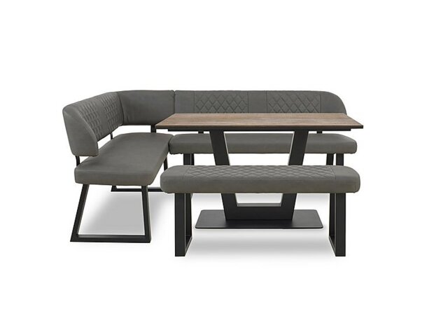 Venus Dining Table, Left Hand Facing Corner Bench and Low Bench - Grey