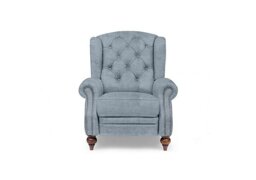 At The Helm - Shackleton Fabric Power Recliner Wing Chair - Boathouse Blue