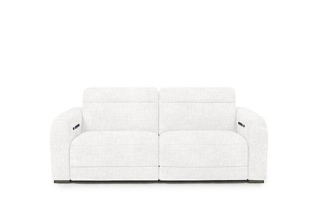 Edison Fabric 2 Seater Power Recliner Sofa with Power Headrests and Lights - Frost