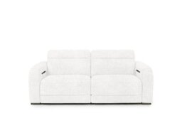 Edison Fabric 2 Seater Power Recliner Sofa with Power Headrests and Lights - Frost