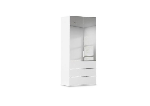 Rauch - Haven 101cm 2 Door Combi Wardrobe with Mirror Doors and Décor Drawers - Alpine White