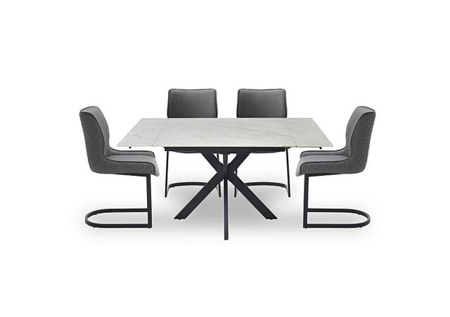 Clio Draw Leaf Extending Dining Table and 4 Cupra Chairs - Charcoal