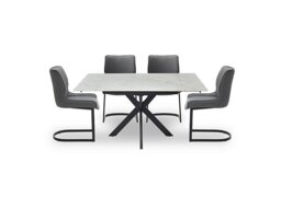 Clio Draw Leaf Extending Dining Table and 4 Cupra Chairs - Charcoal