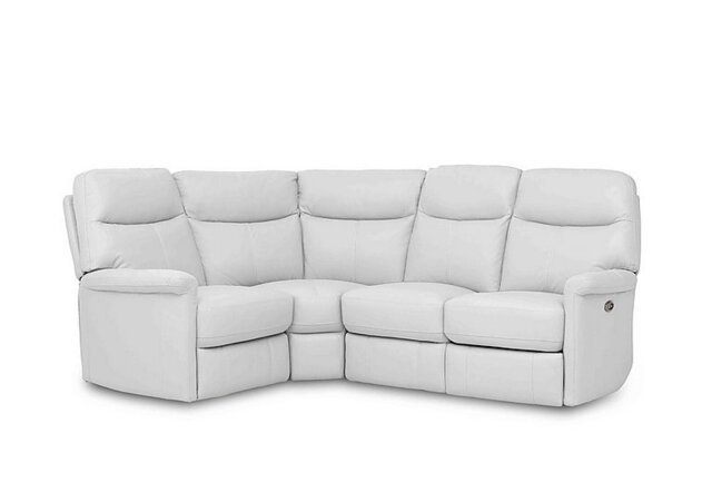 World of Leather - Compact Collection Lille NC Leather Power Recliner Left Hand Facing Corner Sofa - NC Star White