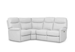 World of Leather - Compact Collection Lille NC Leather Power Recliner Left Hand Facing Corner Sofa - NC Star White