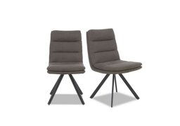 Njord Pair of Fabric Swivel Dining Chairs - Anthracite
