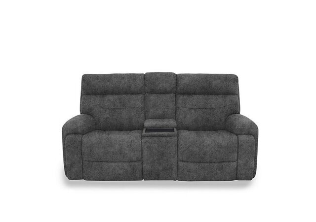 Cinemax Fabric 2 Seater Media Console Power Recliner Sofa with Power Headrests
