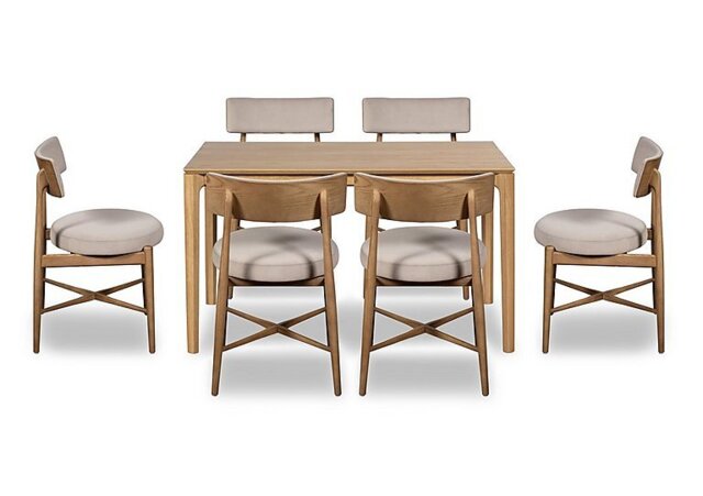 G Plan - Winchester Rectangular Extending Dining Table 6 Chairs - Grey
