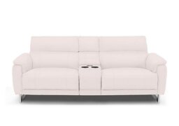 Moet 3 Seater Leather Power Recliner Sofa with Telescopic Headrests and Smart Console - Cotton