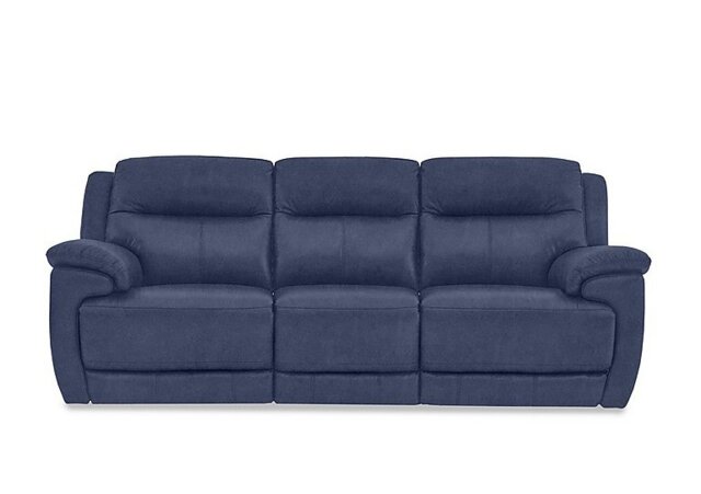 Touch 3 Seater Heavy Duty Fabric Manual Recliner Sofa - Blue - Sofas and Armchairs - In Time for Christmas