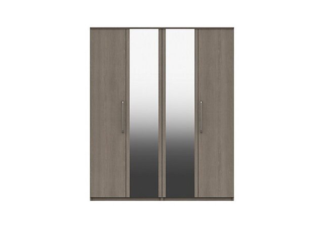 London Bedroomsfriars 4 Door Wardrobe with 2 Mirrors - Beige Grey Oak
