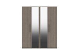 London Bedroomsfriars 4 Door Wardrobe with 2 Mirrors - Beige Grey Oak
