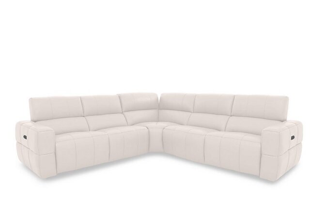 Cube Leather Large Power Recliner Corner Sofa with Power Headrests