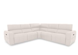 Cube Leather Large Power Recliner Corner Sofa with Power Headrests