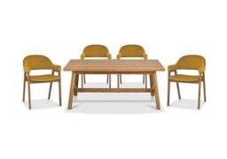 Stratford Small Extending Dining Table with 4 Fabric Dining Arm Chairs - Mustard Velvet