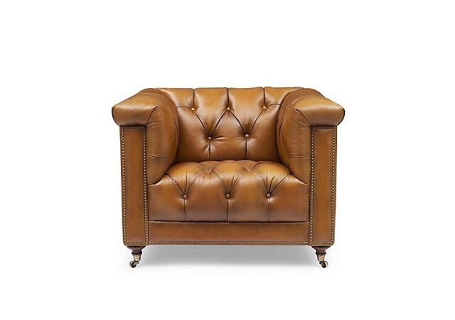 At The Helm - Wallace Leather Chesterfield Chair - Inca