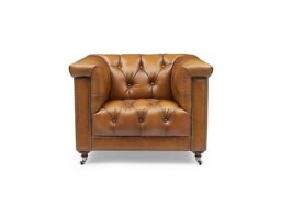At The Helm - Wallace Leather Chesterfield Chair - Inca