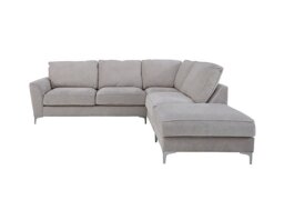 Legend Classic Back Fabric Right Hand Facing Corner Sofa with Chrome Feet - Kingston Silver