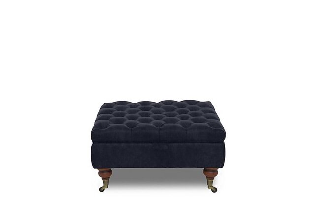 Columbus Fabric Large Storage Footstool with Castors - Manhattan Indigo
