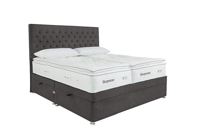 Sleepeezee - Natural Touch 3000 Pillowtop Zip and Link Side Ottoman Divan Set - Plush Dark Grey